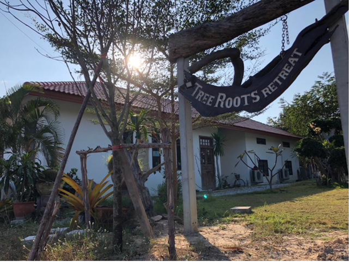 Tree Roots Retreat entrance sign, Rayong, Thailand